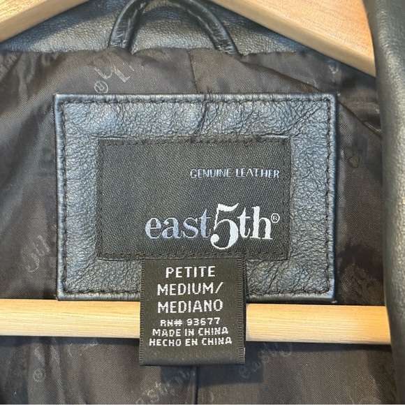 East 5th Vintage Black Leather Button Front Jacket Size Petite Medium - Picture 7 of 9